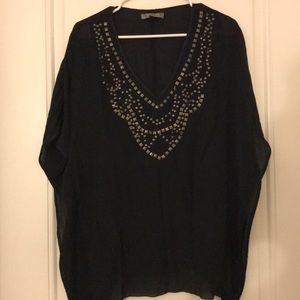 Black dress with bronze embroidery